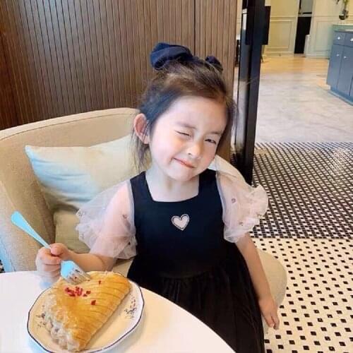 Baby Girls Summer Clothing Fashion Meah Puff Sleeves Dresses Princess Birthday Evening Party DressesChildren Sweet Clothing