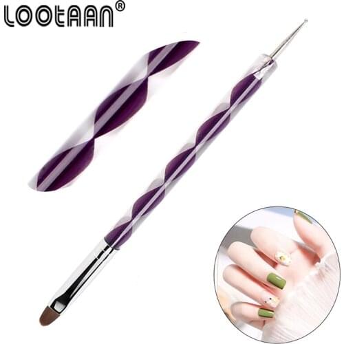 Lootaan Acrylic Nail brush Spiral Pen Double-ended Pen Point Flower Pen Point Water Diamond Pen Chain Link Point Round Nail Tool