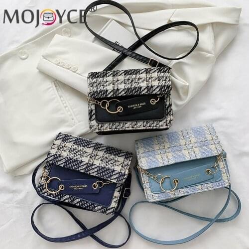 Fashion Women Plaid Print Hit Color Shoulder Crossbody Bag Casual All-match Canvas PU Leather Splicing Small Messenger Handbags