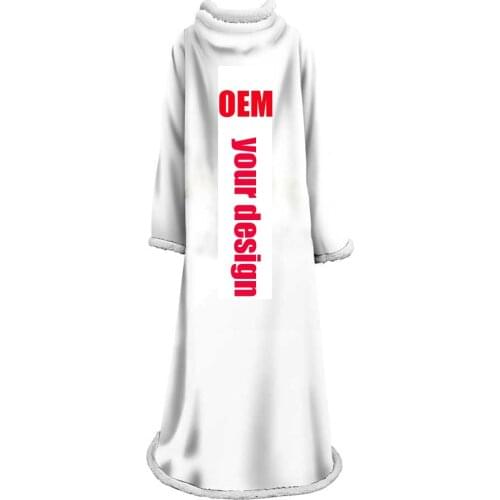 MOQ 1pc Fashion Winter Blanket with Sleeve for Adults Floral Gothic Sherpa Fleece Wearable Throw Blanket 3D printing Microfiber