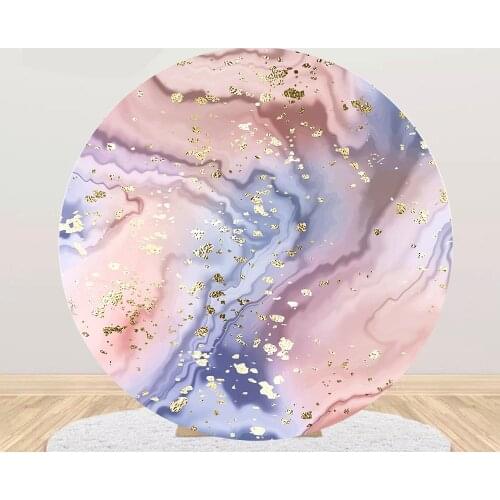Marble Gold Wall Circle Backdrop Round Background Baby Shower Birthday Party Decoration Photo Props Table Banner Elastic Covers