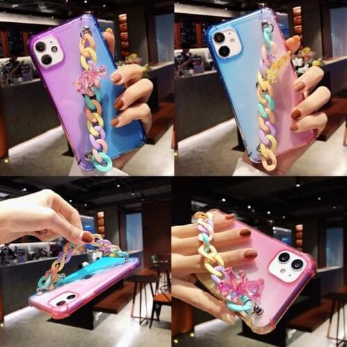 Cartoon transparent Rainbow bracelet bear Soft phone case For Xiaomi mi 10 Lite 5G 10T Redmi 9A 9C NOTE 9 9S PRO 9T 11 8 8T