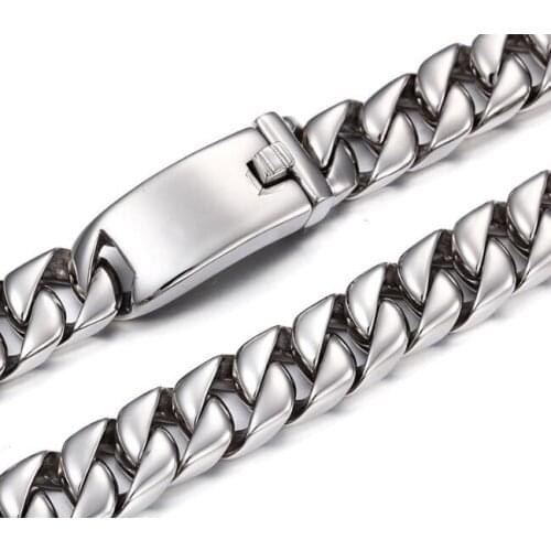 2016 XMAS Gifts Mens Hip Hop Stainless Steel Bling Curb Heavy Cuaban Necklace Chain New Arrivel 12mm 24 inch