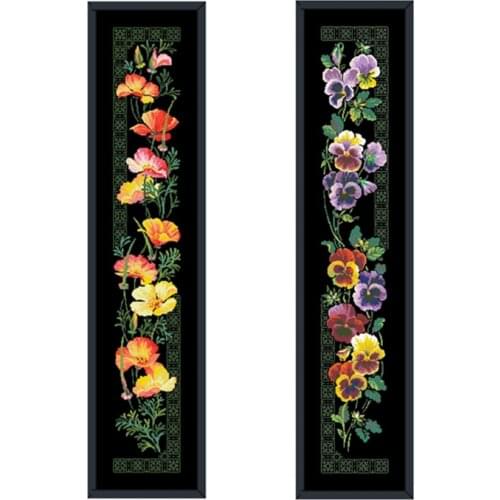 Poppy Pansy cross stitch package flower aida 18ct 14ct 11ct black cloth people kit embroidery DIY handmade needlework