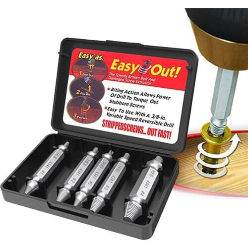 5 Pcs Damaged Screw Extractor Drill Bit Set Easily Take Out Broken Screw And Bolt Exctractor Set Extractor Demolition Tools
