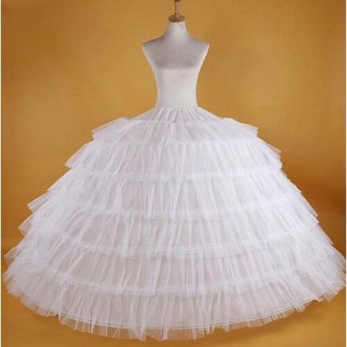 New Hot Sell 6 Hoops Big White Petticoat Super Fluffy Crinoline Slip Underskirt For Wedding Dress Bridal Gown In Stock