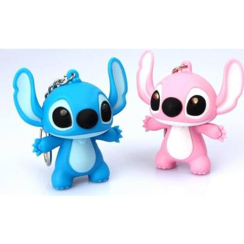 Wholesale 100 pcs/lot New Lilo And Stitch Toys Cartoon Anime Stitch LED Keychains Lighting Sounds Novelty Toys Baby Toys Gifts