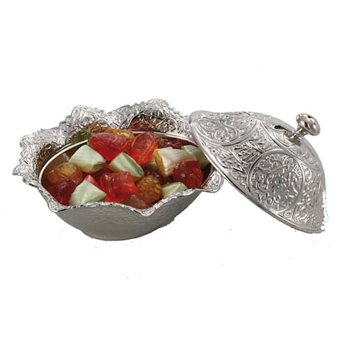 Oval Rose Stone Pattern Suitable for Delight Presentation High Quality Silver Plated 146