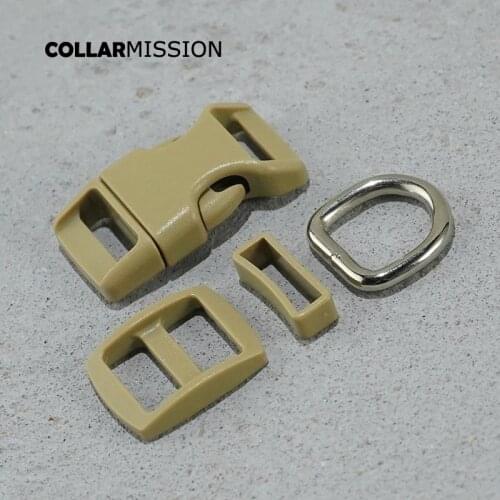 Plastic buckle+Tri-Glid+square keeper+D ring) DIY dog collar light brown 15mm webbing sewing high quality accessory premium