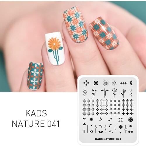 KADS Nail Stamping Plates Nature 041 Geometric Flower Pattern Nail Image Template Manicure Stencil For Nail Polish Printer Tools