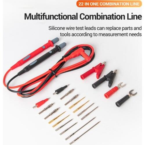 22 in 1 Digital Multimeter Probe Needle Tip Probe Strong Toughness Electric Portable Test Leads Pin Wire Pen Cable