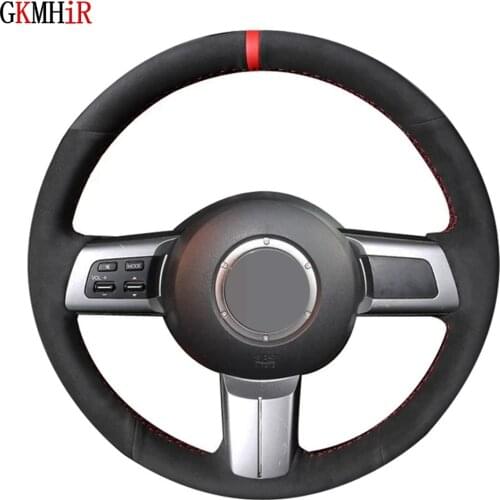 DIY Non-slip Black Genuine Leather Suede Car Steering Wheel Cover For Mazda MX-5 Miata 2009-2013 RX-8 2009-2013 CX-7 2007-2009