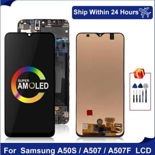Super Amoled For Samsung Galaxy A50S LCD Display A507 A507F Digitizer Touch Screen Assembly For Galaxy A50S Replacement Parts