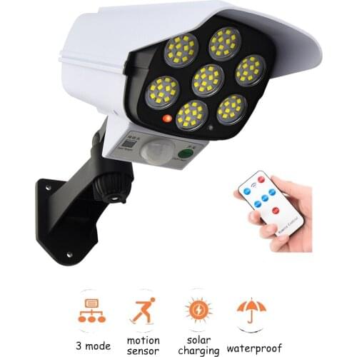 Remote Solar motion sensor Solar-Powered Outdoor Simulation Fake Camera Smart Wall Lamp Waterproof Security Monitoring Sensor Li