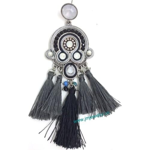 Wholesale handmade Ethnic jewellery vintage dangle earrings with tassel summer style nickel free earrings