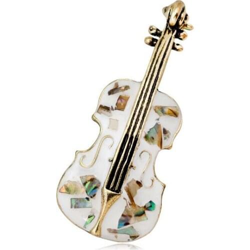 Hot Vintage Cello Guitar Violin Shell Badges Apparel Accessory Womens Lapel Pins Club Badge Retro Bronze Badge Jewelry