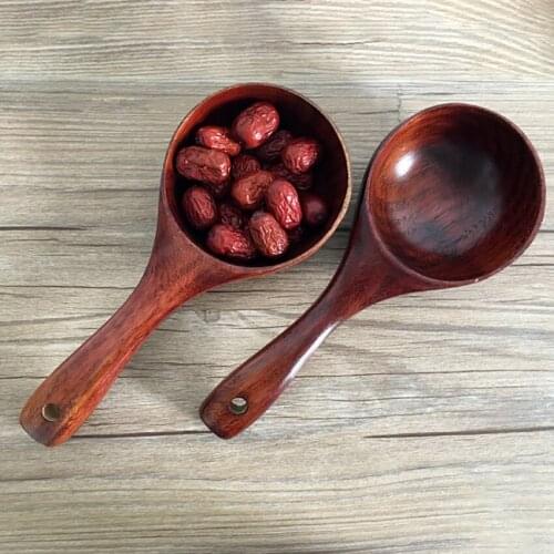 1Pc Wooden Kitchen Rice Wine Spoon Water Scoops Hangable Long Handle Water Ladle Wood Scoop Household Gadgets Supplies 21*8.5cm