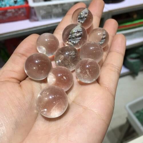 10pcs cute small size natural clear quartz crystal ball reiki healing crystals wicca spiritual practice energy sphere wholesale
