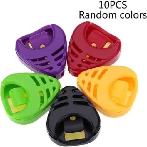 10 Pcs/set Random Colors Guitar Picks Box Picks Clip Cute Colorful Durable Plastic Guitar Accessories