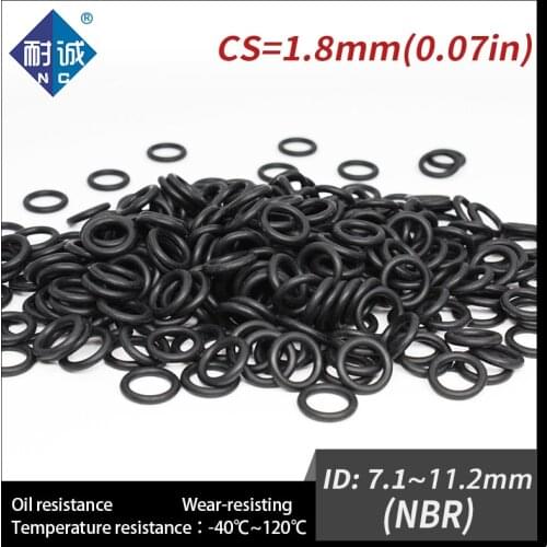 20PCS/lot Rubber Black NBR CS1.8mm ID7.1/7.5/8/8.5/9/9.5/10/10.6/11.2mm O Ring Gasket Oil resistant waterproof