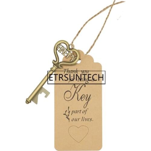 200pcs Retro Key Shaped Bottle Opener DIY Metal Portable Beer Wine Bottle Opener Keychain Gifts for Wedding Party