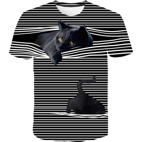 2020 Fashion New Cool T-shirt Men and Women 3D T-shirt Pattern Two Cats Short-sleeved Summer Top T-shirt T-shirt S-6XL