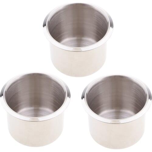 3pcs Universal RV Boat Cup Drink Holder - Stainless Steel Recessed Cup Bottle Rack For Boats RV & Campers
