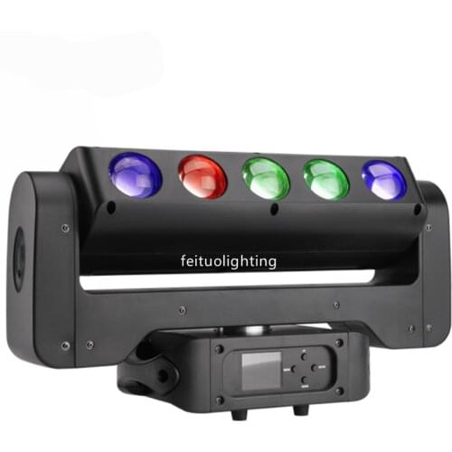 4pcs+Flycase Lyre 5 Eyes Moving Head Led Bar Beam Light 5x40w RGBW 4in1 360 Degree Infinity Rotation Super Beam Led Moving Head