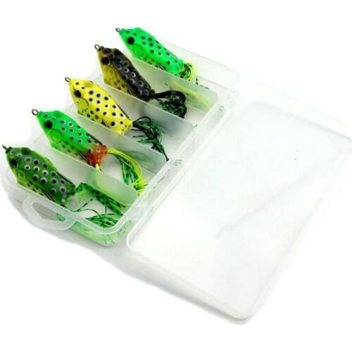 5Pcs Simulation Frog Fishing Lures with box ]Soft Frog Baits Artificial Swimbait Plastic Hollow Fishing Tackle