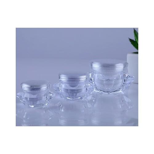 50pcs/lot 5g10g15g Small Clear Diamond Shape Mask Bottles Acrylic Cream Jar Containers For Sample Packaging cosmetic container