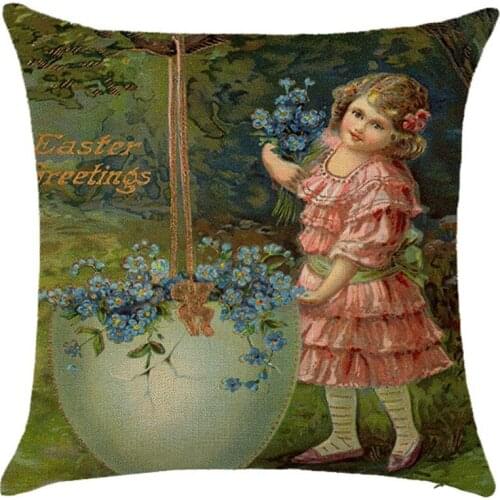 Watercolor Easter Linen Pillowcase Holiday Home Decoration Pillow Case Cushion Cover Easter Decor Pillowcase Cushion Cover Z31
