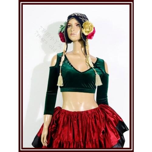 Velvet Fat Chance Tribal Choli belly dance Drop long sleeve top tribal dance FA64