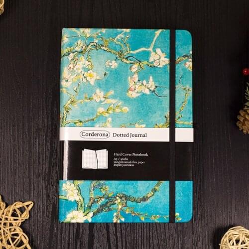 Van Gogh A5 sketchbook, diary with dots Starry night Monets pocketbook function efficiency manual PU leather notebook notebook