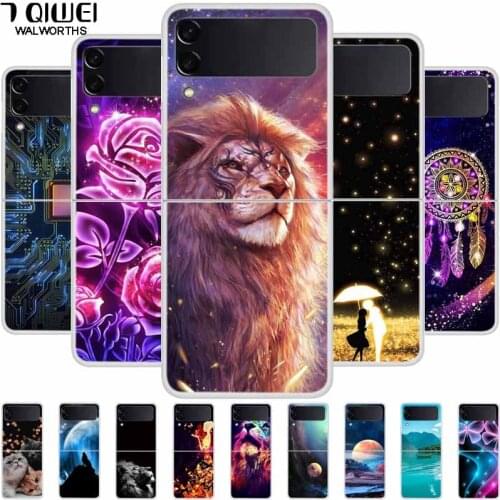 Phone Case For Samsung Galaxy Z Flip 3 Cover Painted Plastic Back Cases for Samsung Z Flip3 5G Case ZFlilp 3 ZFlip3 Transparent