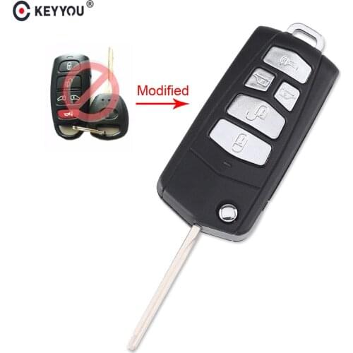 KEYYOU Replacement 5 Buttons Modified Flip Folding Remote Key Shell Case For Kia Sedona Mini Van Fob Car Key Cover Case