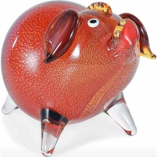 GOLDEN PIG COLORED GLASS SCULPTURE ANIMAL FIGURINES ORNAMENT FAVOR GIFT GLASS CRAFT DECORATION FOR HOME OFFICE R2049