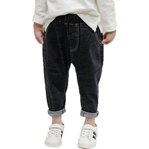Children new Boys Jeans Fashion Design Kids Pants Black Plus Velvet Jeans Autumn Winter baby Boy straight Trousers