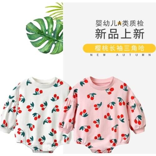 Baby Girl strawberry prints triangle jumpsuit baby romper clothes