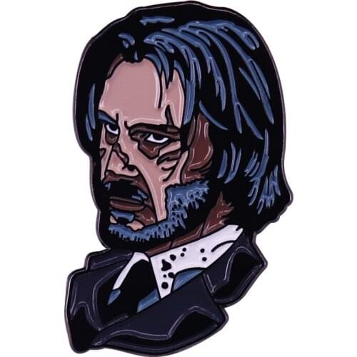 This John Wick Luxury Lapel Pin Featuring a tough image of Keanu Reeves "Do I look civilized to you?"