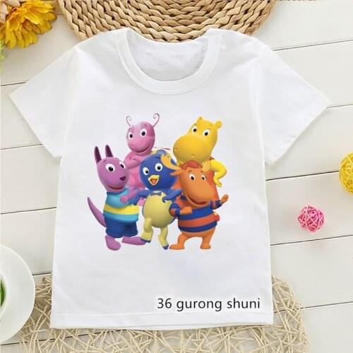 T-shirt for boys/girls cute cartoon Backyardigans graphic print childrens tshirt funny boys/girls universal tshirt white tops