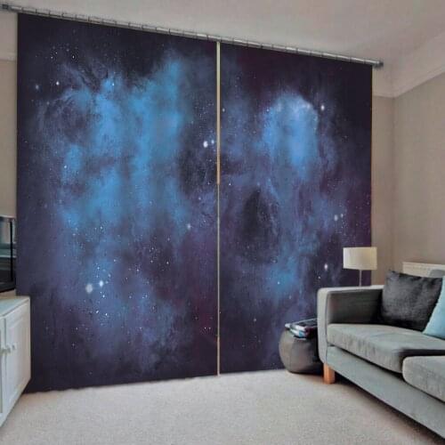 Blue sky star curtains Drapes Living room Bedroom Decor 2 Panels HooksWindow Curtains Blackout curtain