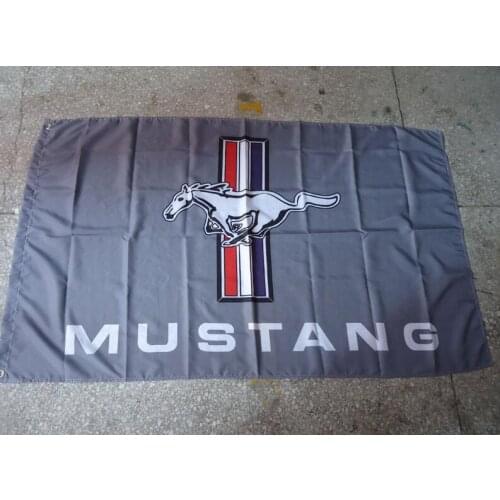 Mustang grey racing flag, 90X150CM polyester banner