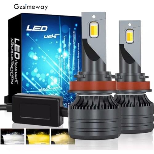 H7 LED H11 H4 Car Headlight HB3 H1 9006 HB4 HIR2 Bulb 20000LM 3Color 3000K 4300K 6000K Yellow White H3 H8 H9 Auto Fog Lamp 12V