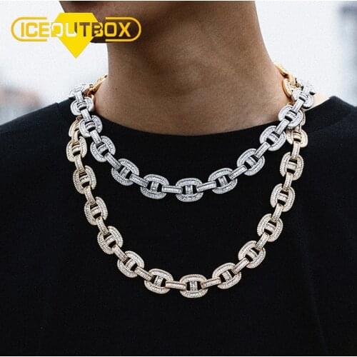 ICEOUTBOX Miami 15mm Prong Setting Cuban Link Chain Necklace Bling Iced Out Cubic Zirconia Necklaces Hip Hop For Men Jewelry