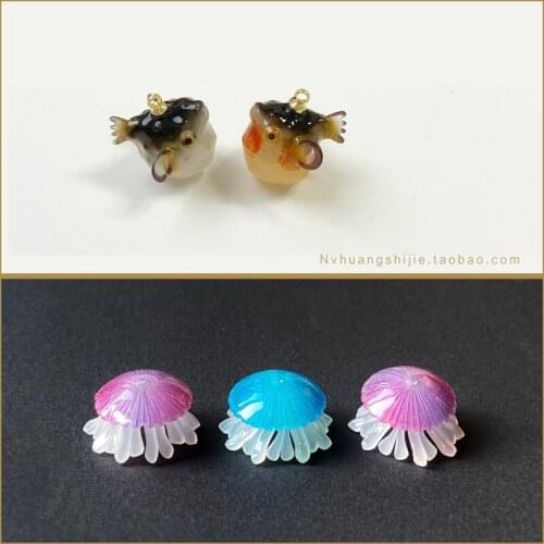 Interesting simulation of underwater heat shrinkable film dimensional puffer jellyfish necklace pendant DIY earrings material