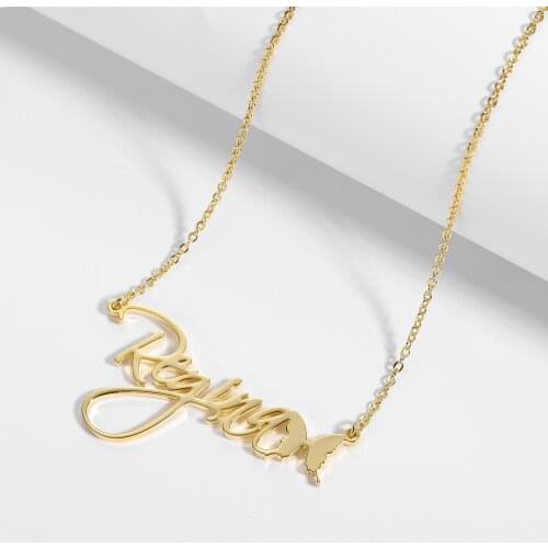 Custome Name Necklace Butterfly Necklace Pendant For Women 18k Gold Stainless Steel Plated Lovers Friends Birthday Gifts
