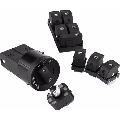 1 Set 6pcs Car Electric Headlight Mirror Window Master Control Switch Kit for Audi A4 B6 B7 2002 2003 2004 2005 2006 2007 2008