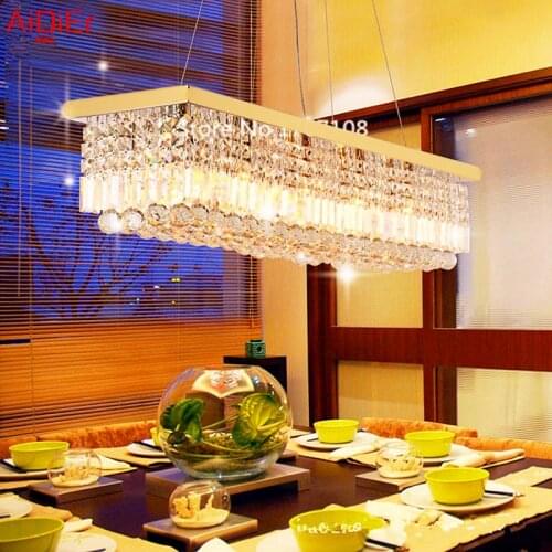 Restaurant chandelier creative minimalist rectangular crystal lamps dining room lighting bar Bedroom lamp Hall Restaurant lights