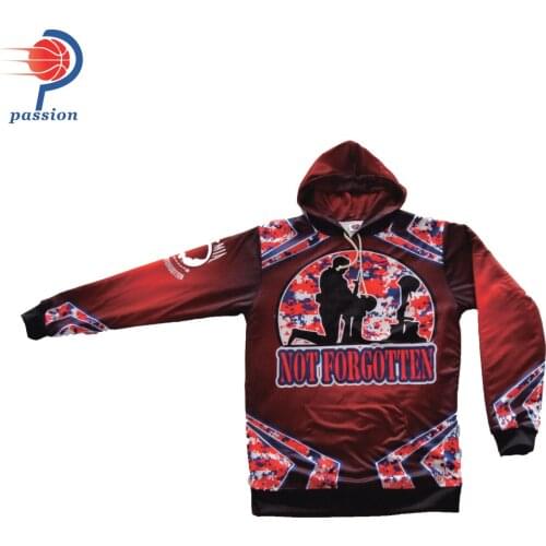 MOQ 5pcs $36 each 100% Polyester Fleece Sublimated Printing Custom Black and Red Camo Sports Hoodies For Sale