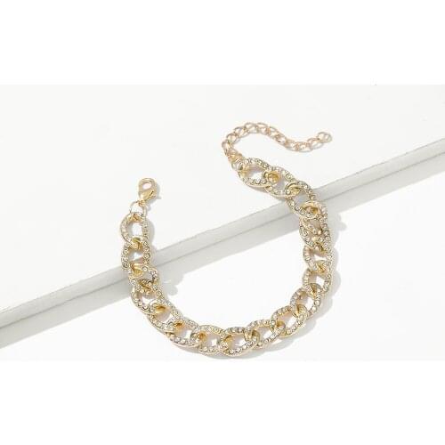 Fashion Jewelry Elegant Pave Crystal Rhinestone Bracelet Female Gold Color Miami Cuban Link Chain Bracelets for Men Jewelry